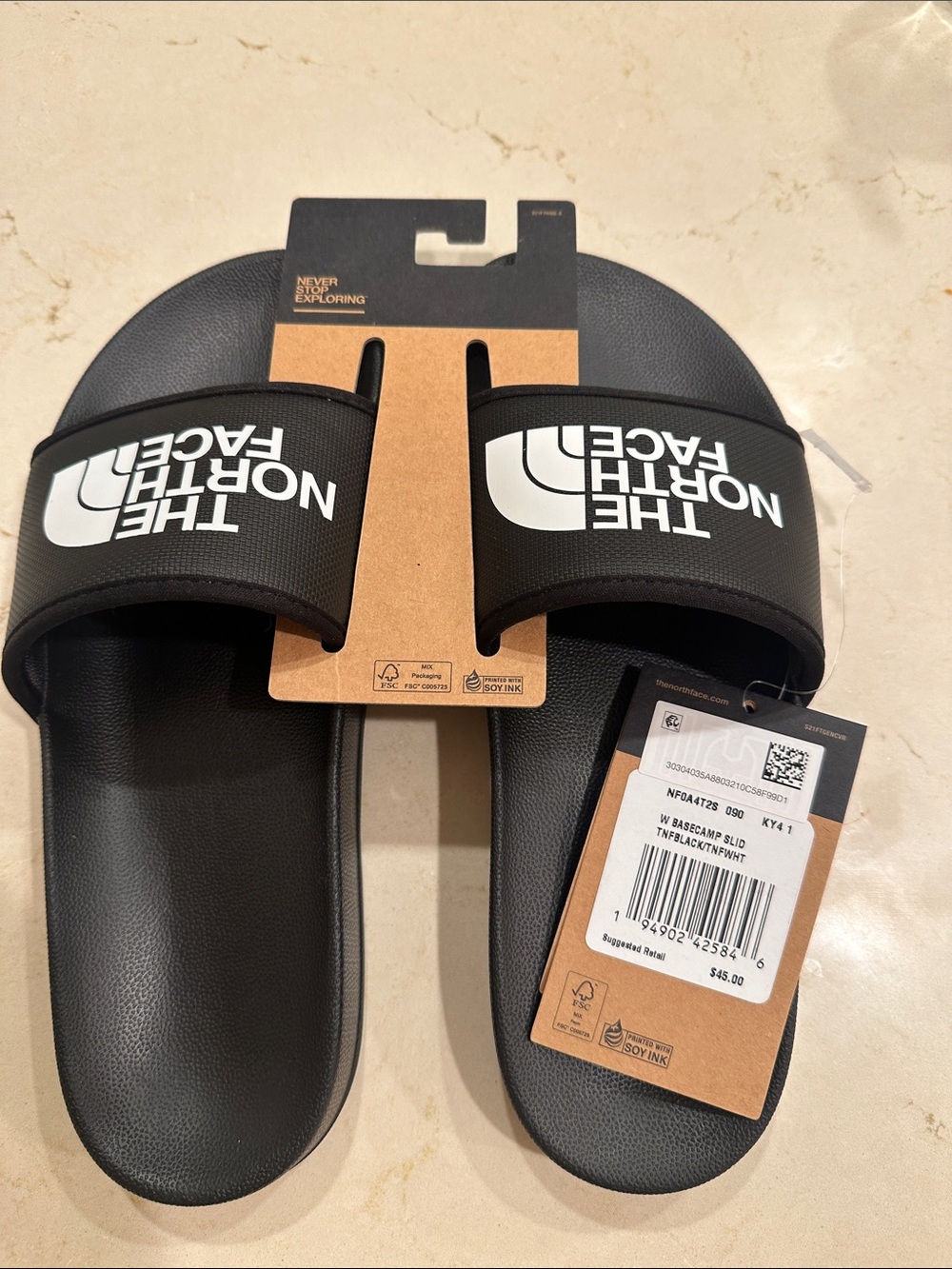 The North Face Black Slide Sandals Men’s size 9 Brand new never worn